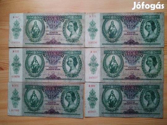10 Pengős 1936-os papírpénz 6 db