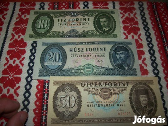 10, 20, 50 forint. 1975 évjáratú