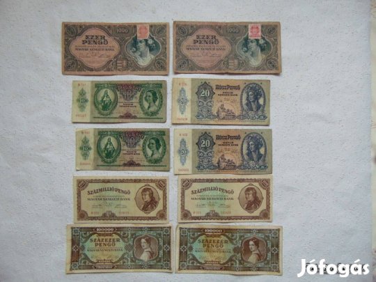 10 darab pengő bankjegy LOT ! Tartásfok F - VF 01 Kép szerinti állapo