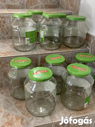 10 db Nagy 1700 ml Befőttesüveg együtt eladó