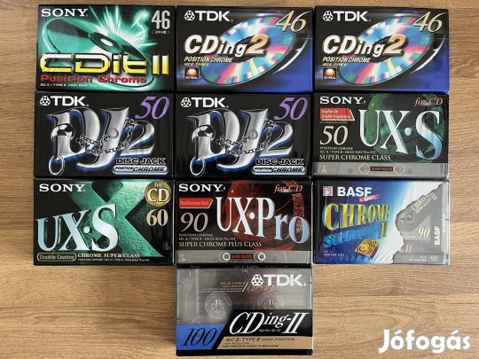10 db Sony, TDK type2 kazetta bontatlan csomagolásban 