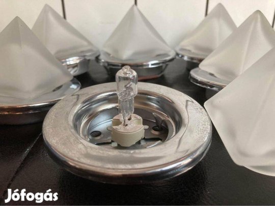 10 db halogén mennyezeti lámpatest, spotlámpa, piramis búrával, 3 db t