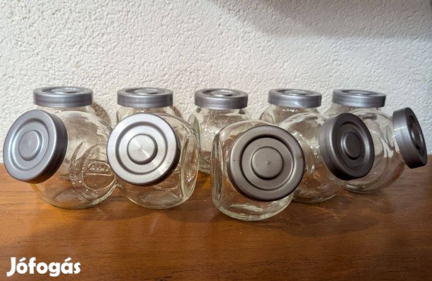 10 db kisméretű fűszertartó,üveg,zárt tető, 1,5 dl-es