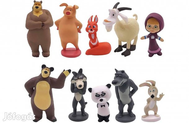 10 db-os Masha Mása és a Medve jellegű figura szett