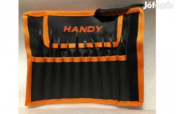 10 db-os Matt fekete ESD antimágneses csipesz készlet + tépőzáras hord