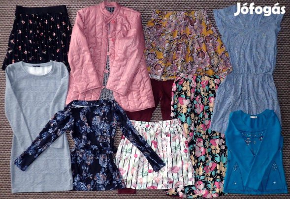 10 db-os márkás női ruhacsomag felső ruha szoknya nadrág kabát dzseki