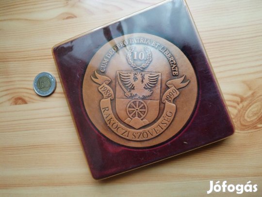 10 éves jubileumi plaketje Rákóczi Szövetség 1989-1999 doboz