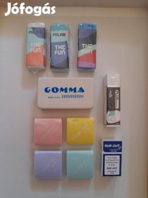 10 féle különböző radír Milan Gomma Deli stb 200ft/db
