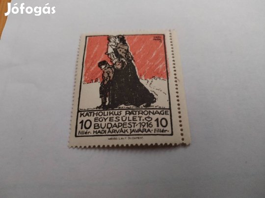 10 filléres 1916-os "Hadiárvák Javára" Katolikus eggyesületi bél