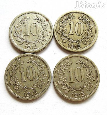 10 heller 1915 fémpénz Monarchia KuK 4 db csomag