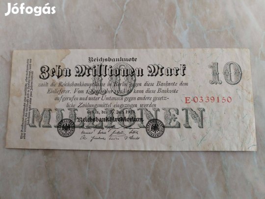 10 millió márka Német Birodalmi 1923-as