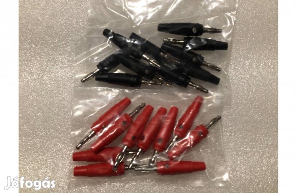 10 pár PVC szigetelésű banándugó banán dugó csatlakozó piros-fekete