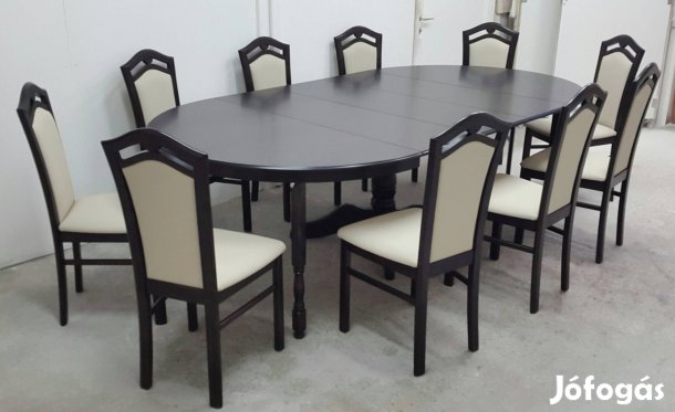 10 személyes Kör étkezőgarnitúra, étkező garnitúra asztal, szék 