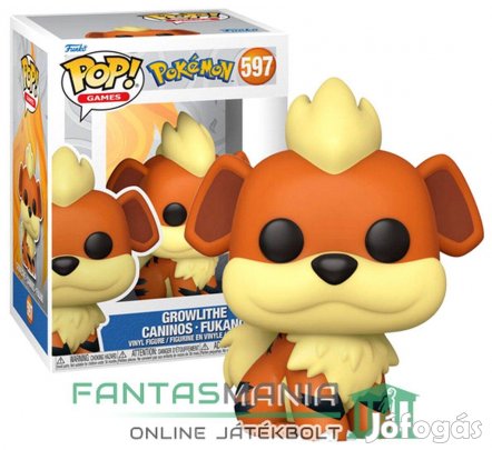 10cmes Funko POP 597 Pokémon figura - Growlithe kutya