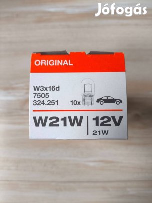 10db. OSRAM Izzó W21W 12V W3x16d Üvegfejü Fogl. nélk. izzó - 1 Doboz
