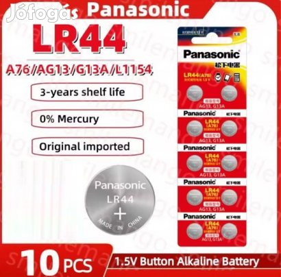 10db.  LR44 / AG13 Panasonic  Gombelem  (6070)