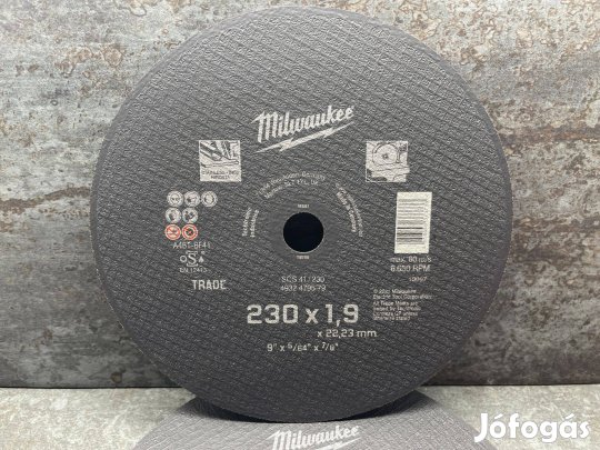 10db - Milwaukee Sarokcsiszoló Vágókorong 230mm x 1.9mm