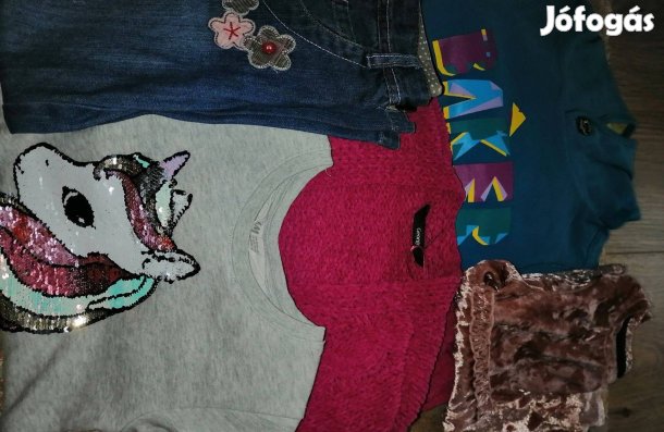 110-116 kislány ruhacsomag (farmer ruha, farmer nadrág, kord nadrág)