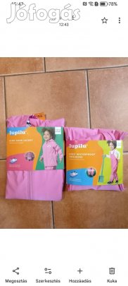 110-116-os új lány béleletlen esőnadrág+kabát 