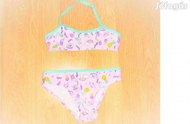 110/116 újszerű cuki flamingó mintás bikini fürdőruha