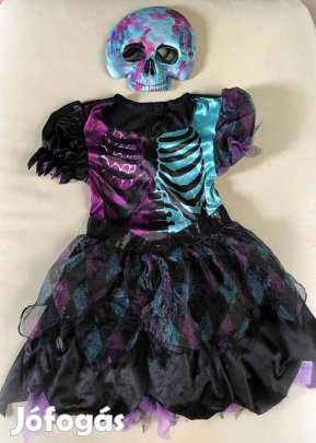 116/128-s csontváz ruha, jelmez + álarc, 6-8 év