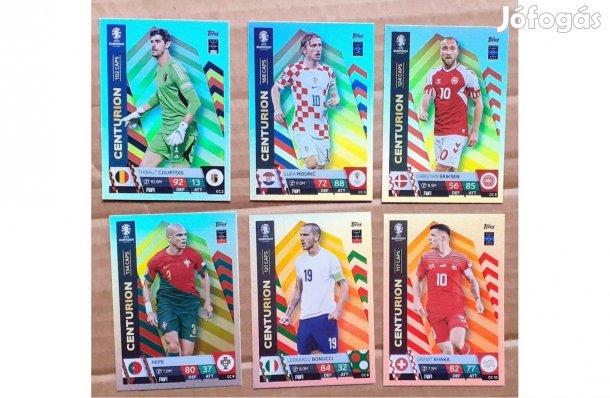 11 darab Centurion focis kártya, teljes sor Match Attax Euro 2024