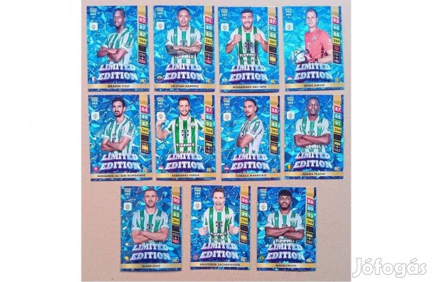 11 darab Ferencváros Limited Edition focis kártya, teljes szett Panini