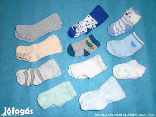 11 pár zokni 0-6 hónaposra - 550 Ft egyben a 11 pár