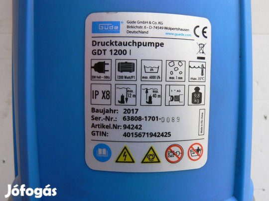 1200W-os motorral, erős mélykúti szivattyú 6000L/óra teljesítménnyel