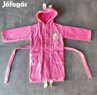 122-128-as használt állapotú, puha, ciklámen fürdőköpeny 