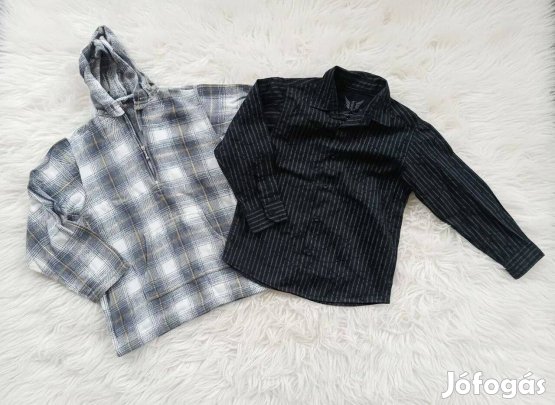 122/128-as ing szett kockás és csíkos, kényelmes darabok