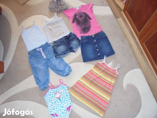 122-128-as lány nyári ruhacsomag fürdőruhával