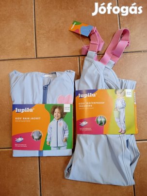 122-128-as új fiú béleletlen esőnadrág+kabát 