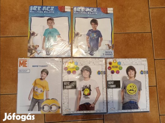 122-128-as új fiú rövid ujjú póló 5db
