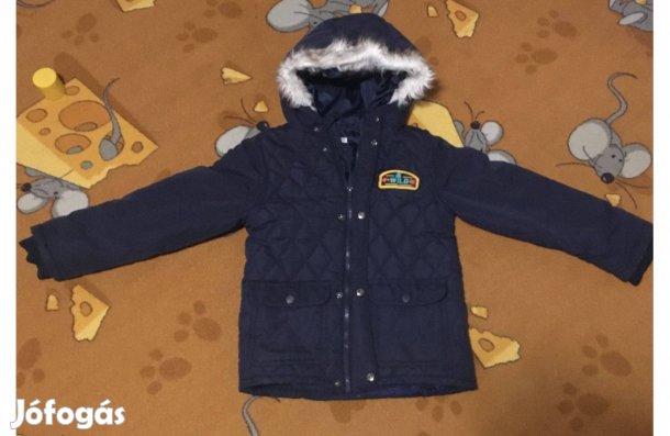 122-128 sötétkék meleg télikabát!