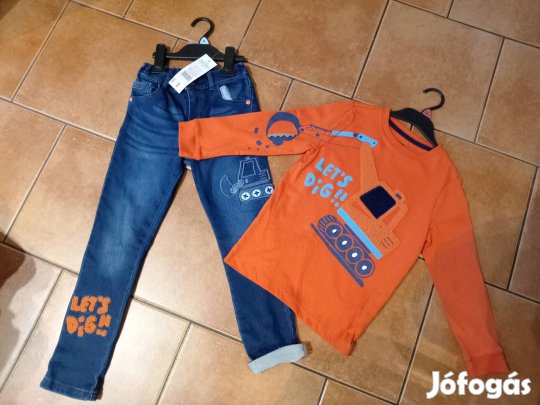 122-es Új fiú farmernadrág pólóval 