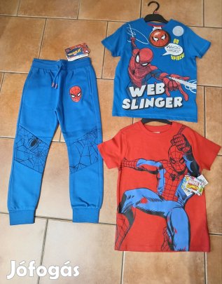 122-es Új fiú pókemberes szabadidő nadrág+2db rövid ujjú póló 