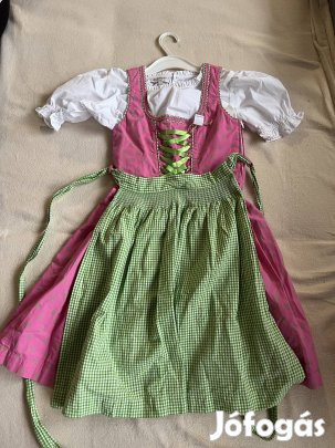 122-es rózsaszín-zöld Kislány Dirndl ruha blúzzal