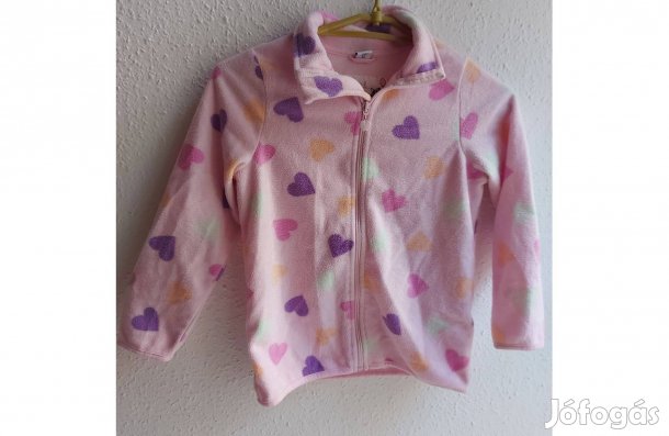 128-as elől cipzáras, rózsaszín polár felső kislánynak