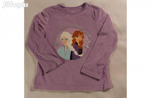 128-as halványlila, vékony plüss anyagú, hosszúujjú kislány felső,