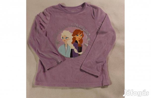128-as halványlila, vékony plüss anyagú, hosszúujjú kislány felső,