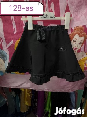 128-as méretű alkalmi, fekete szoknya + új harisnya