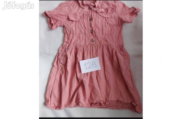 128-as pamut vászon anyagú, elől gombos, rövidujjú kislány ruha