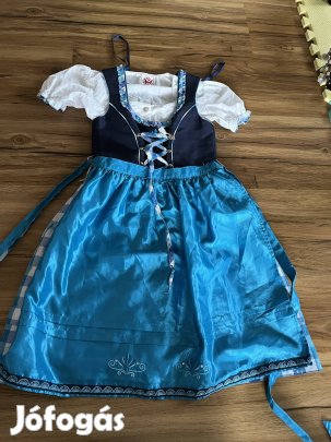 128-as sötétkék-türkiz Dirndl ruha blúzzal