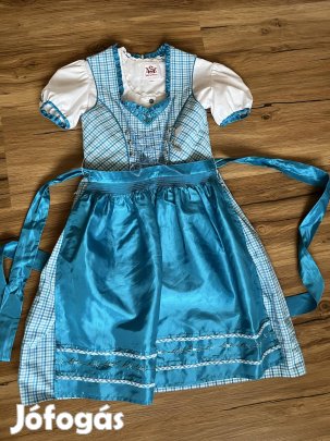 128-as türkizkék Kislány Dirndl ruha blúzzal