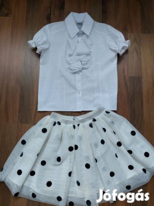 128-as ünnepi szett fehér ing blúz és szoknya