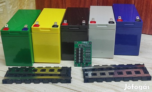 12V Akku doboz 3S7P nikkelezett lemezek cellatartó 40A balanszeres BMS