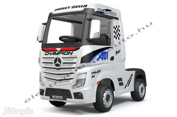 12V-os fehér Mercedes Actros Truck eredeti licenc elektromos kisautó