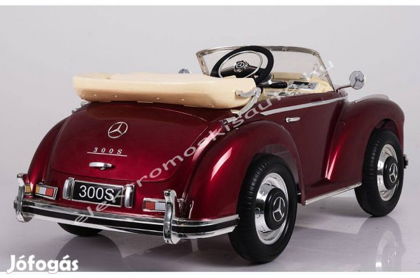 12V-os lakk bordó Mercedes-Benz 300S eredeti elektromos kisautó