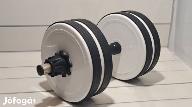 12,5 kg-os állítható egykezes súlyzókészlet, 4 db tárcsával